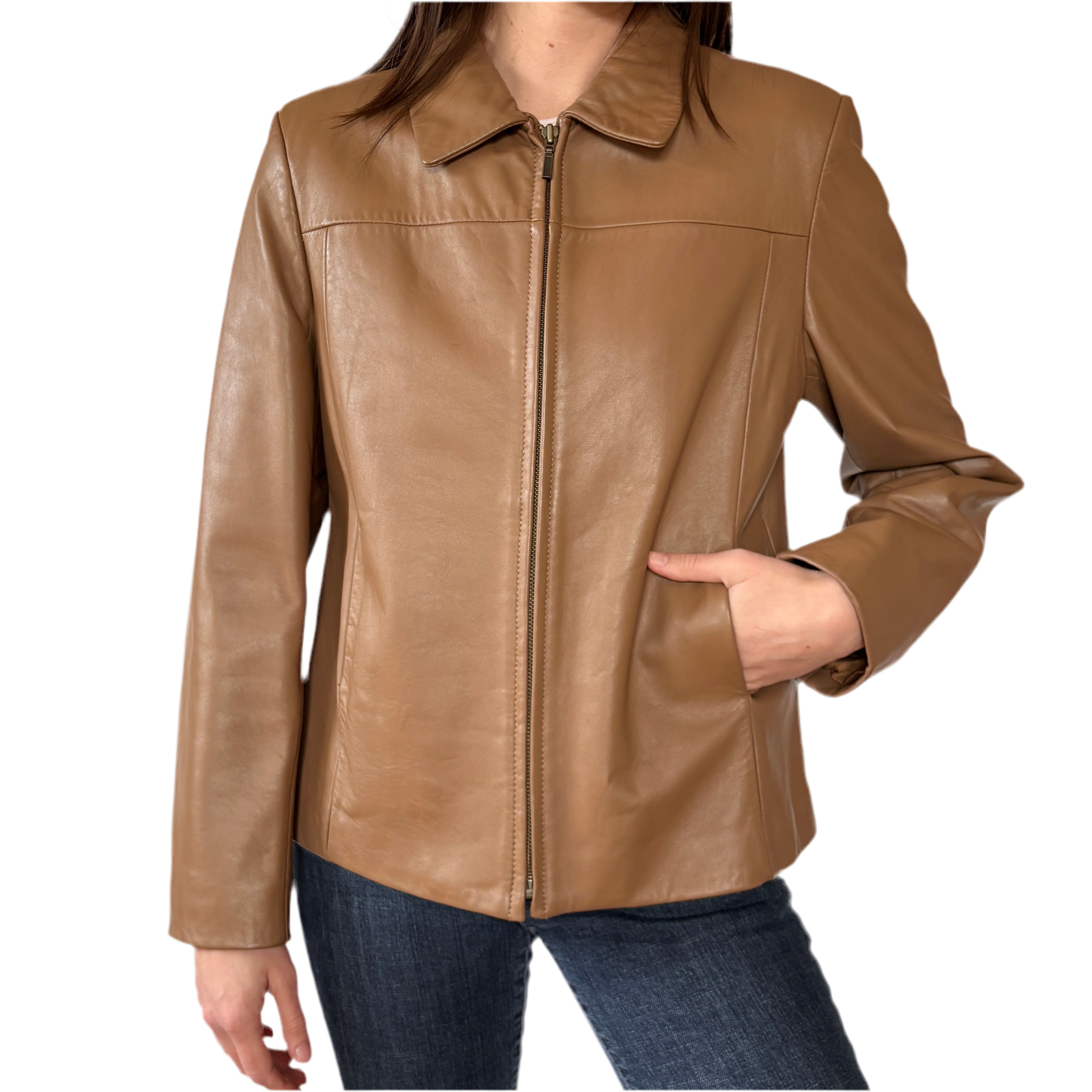 90s Coffee Leather Jacket (M)