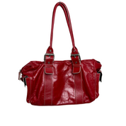 Vintage Red Leather Oversized Shoulder Bag