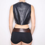 90s Black Leather Vest (M)