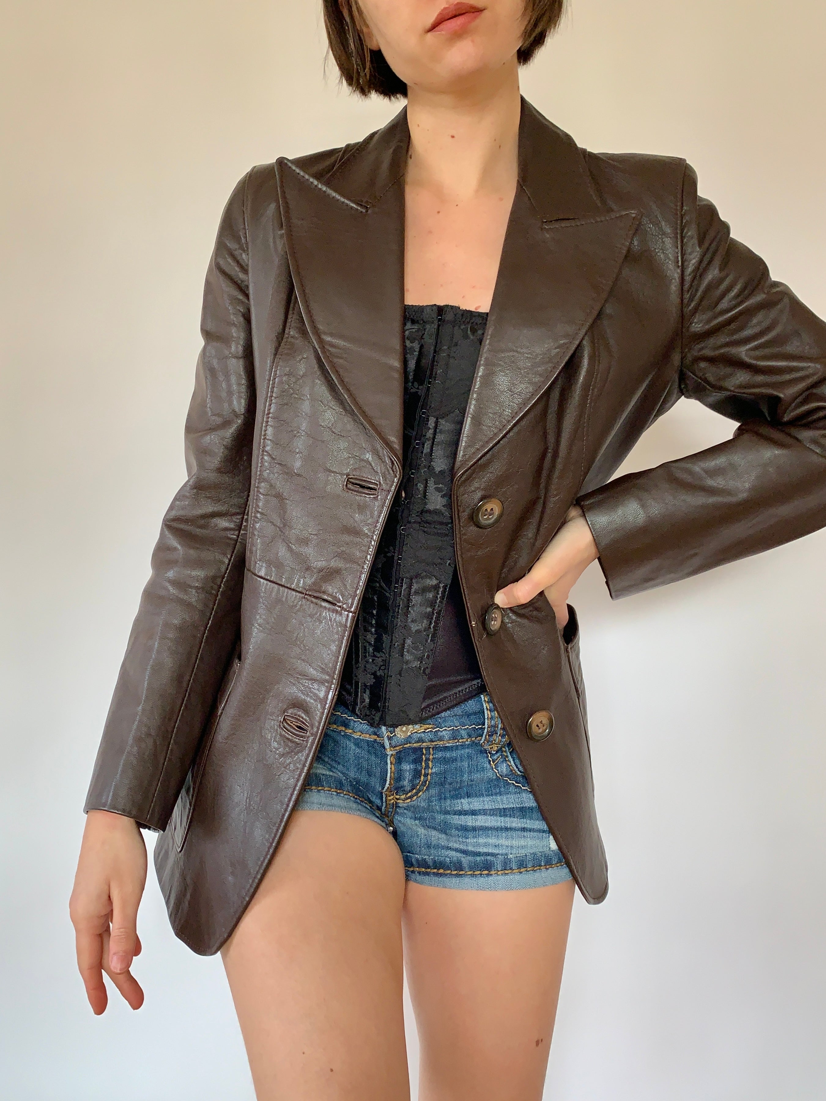 Vintage 1970s Leather Blazer (S)