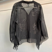 Y2K sheer glitter witchy button up - XL