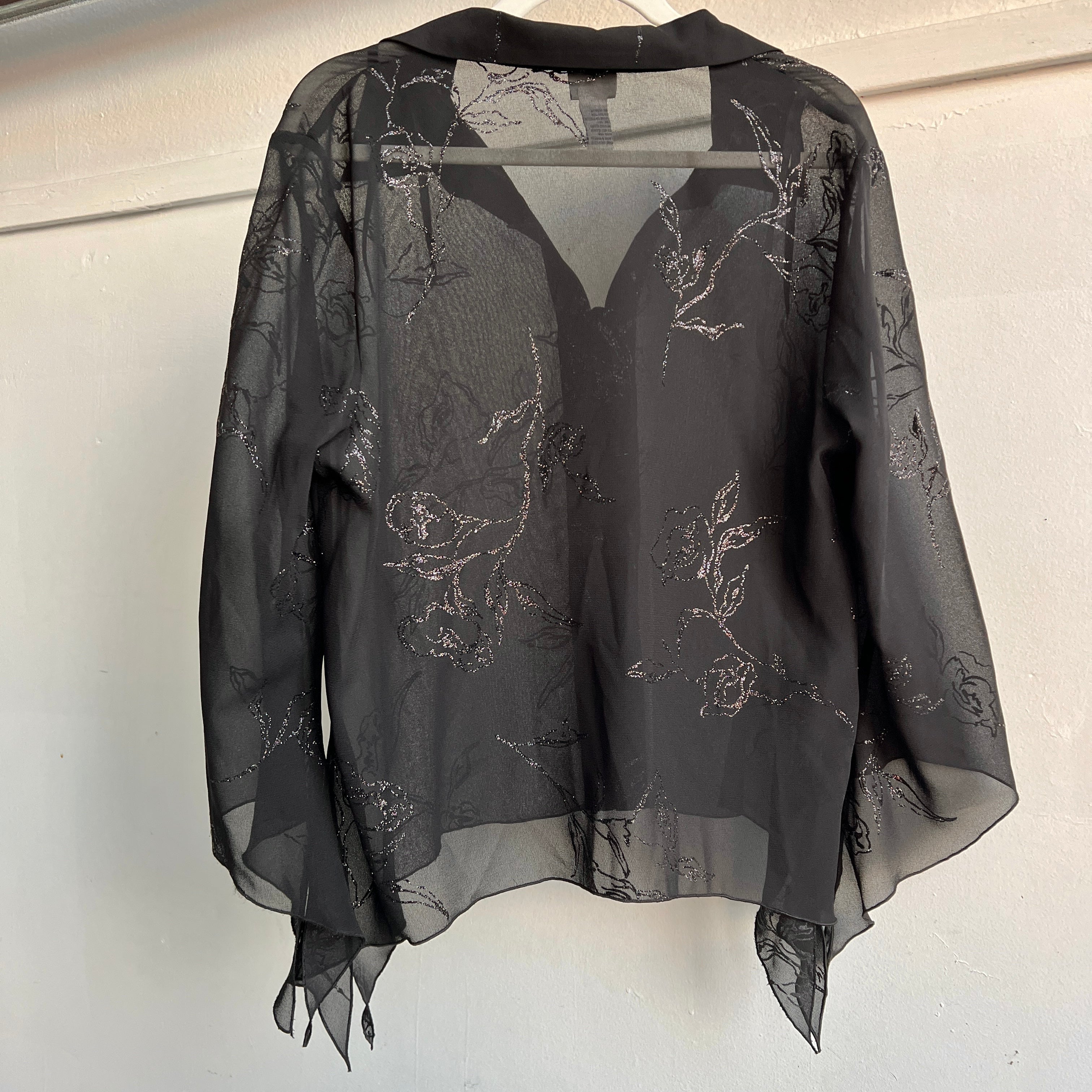 Y2K sheer glitter witchy button up - XL