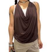 Vintage Avant Pimkie Garde Draped Jersey Cowl Neck Stretch Top (S)