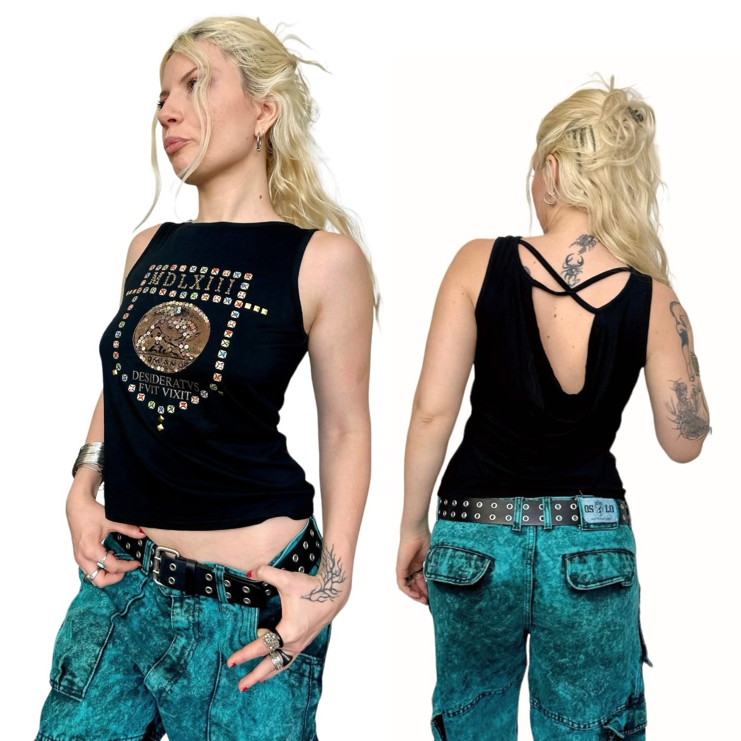 Open Back Embellished Tank (S)