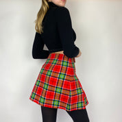 1970s Red Plaid Mini Skirt (XS)