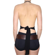 Y2K Pinstripe Backless Ruffle Vest (S)