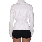 Y2K Italian White Leather Jacket (M)