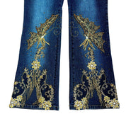 Y2K Beaded Butterfly Flare Jeans (M)