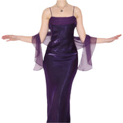 90s Royal Purple Cowl Neck Prom Dress (S)