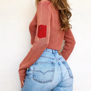 Cropped Ribbed Knit Sweater