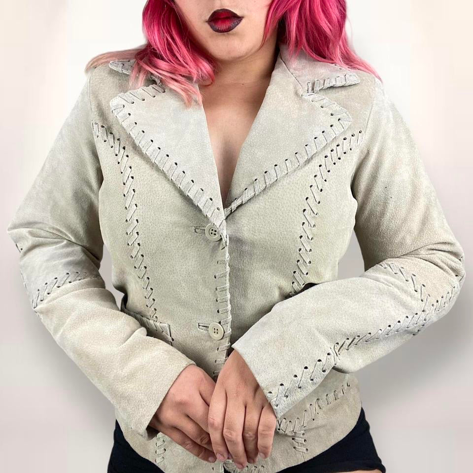 2000s Suede Blazer Jacket (Medium)