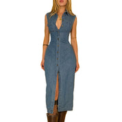 90’s Denim Button-up Dress (S)