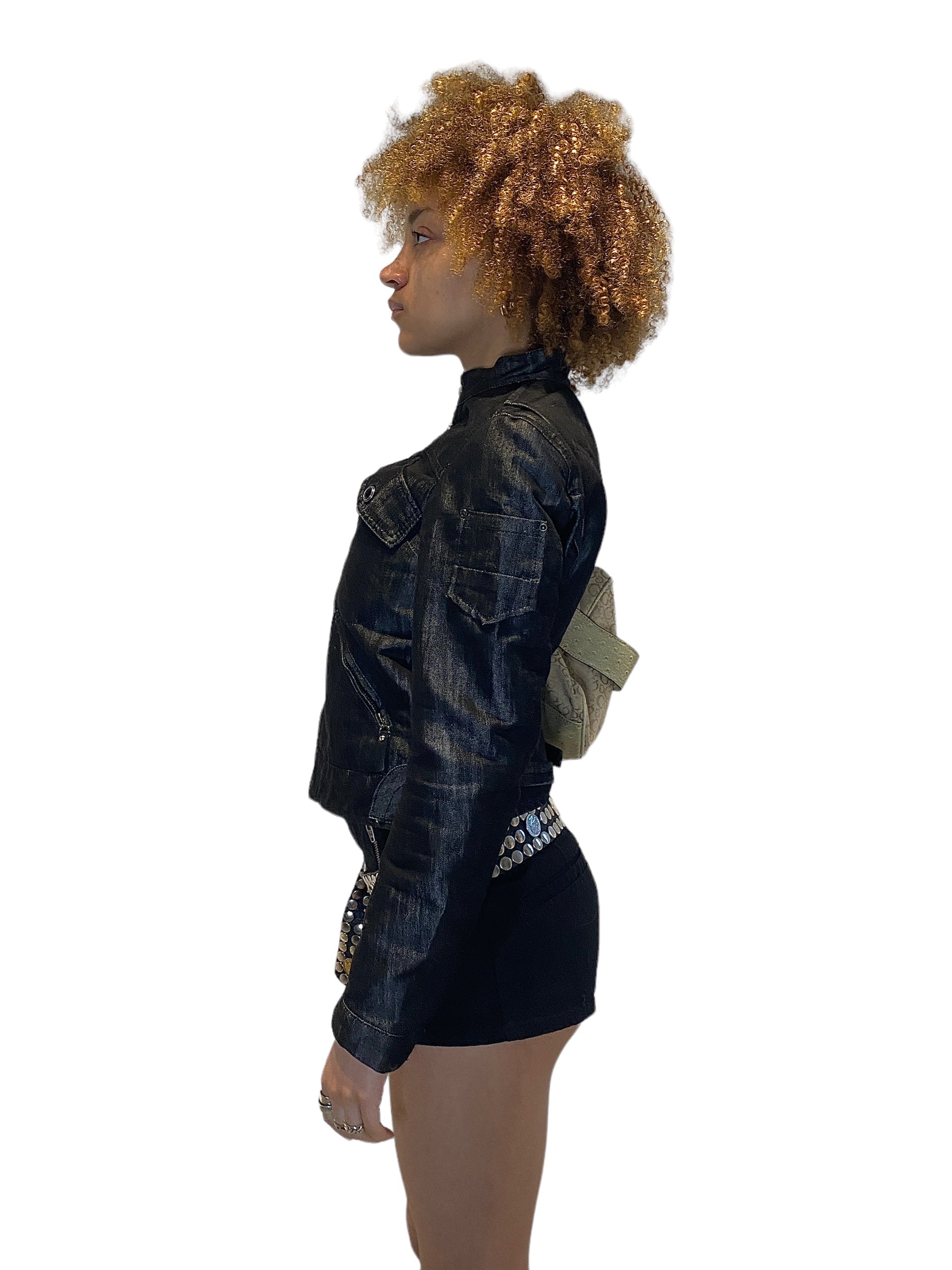 Y2K Denim Moto Cropped Jacket (M)