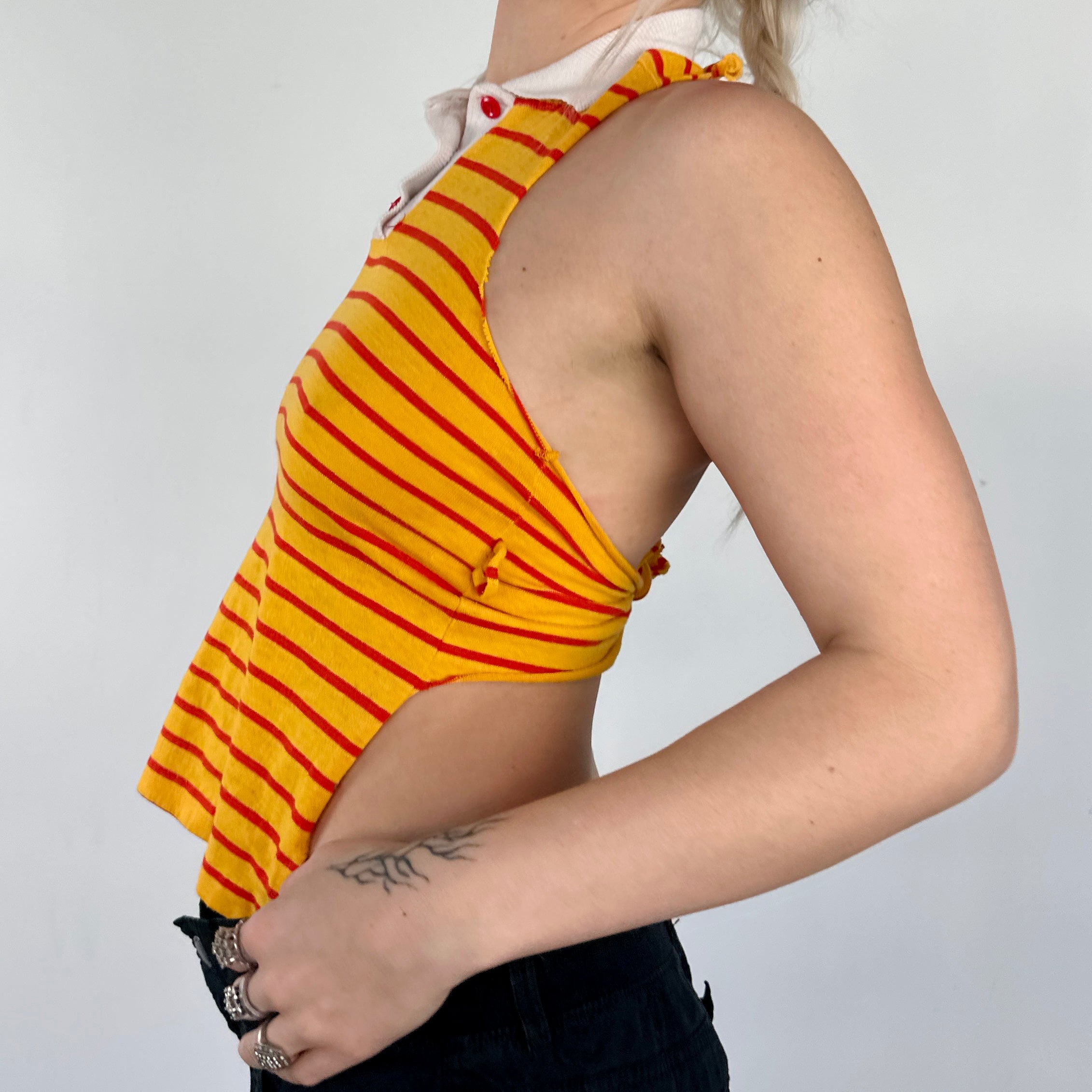 Vintage Striped Polo Halter Top (XS)