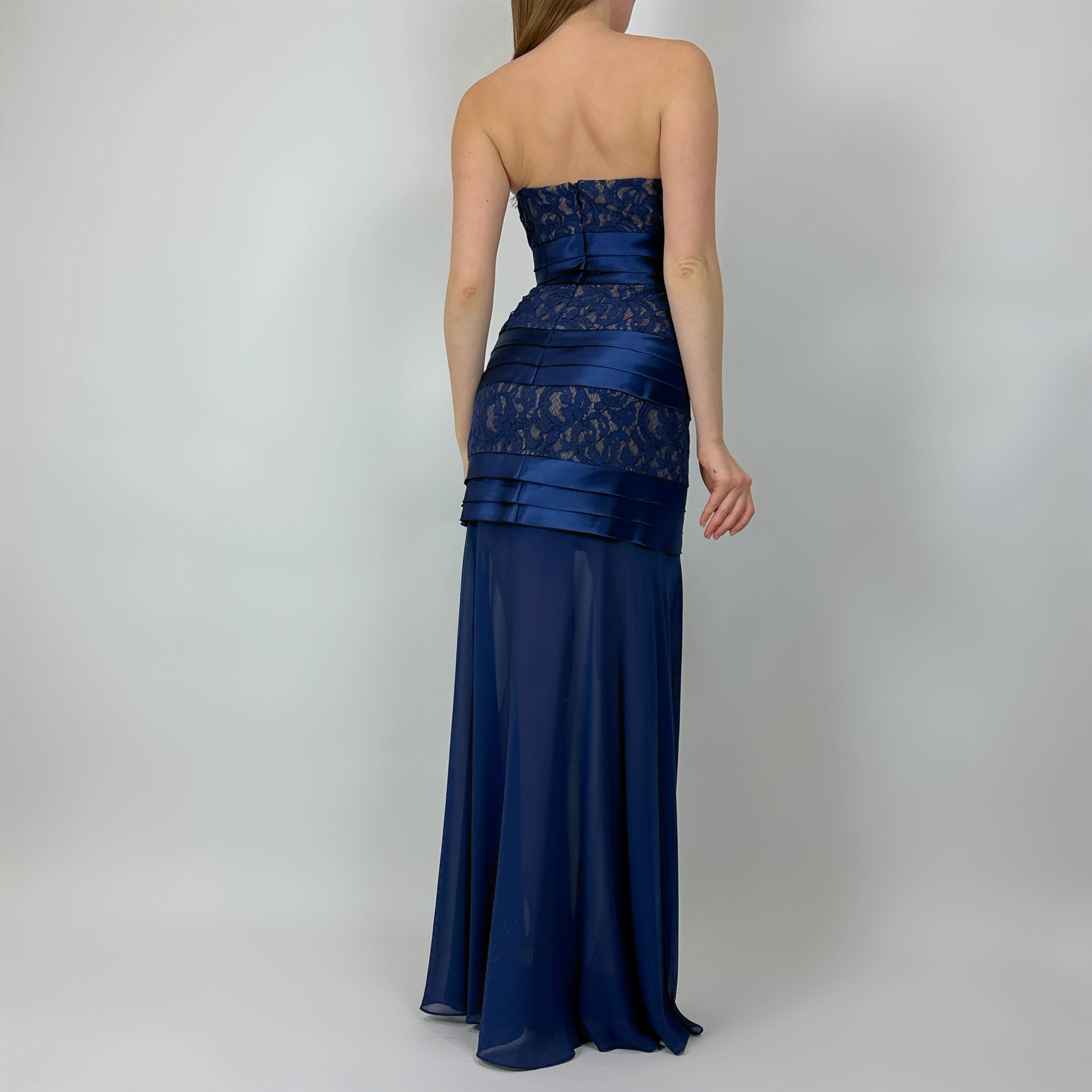 2000s Blue Lace Drop Waist Gown (S)