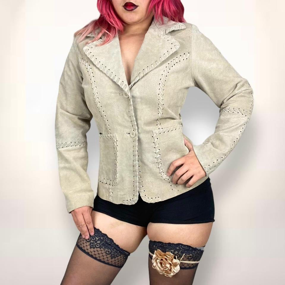 2000s Suede Blazer Jacket (Medium)