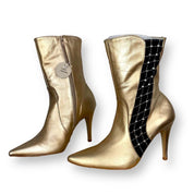 Y2K Golden Leather Stiletto Boots (Size 6)