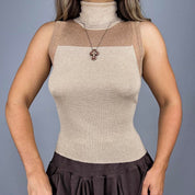 90s Silk Knit Sleeveless Turtleneck (S/M)