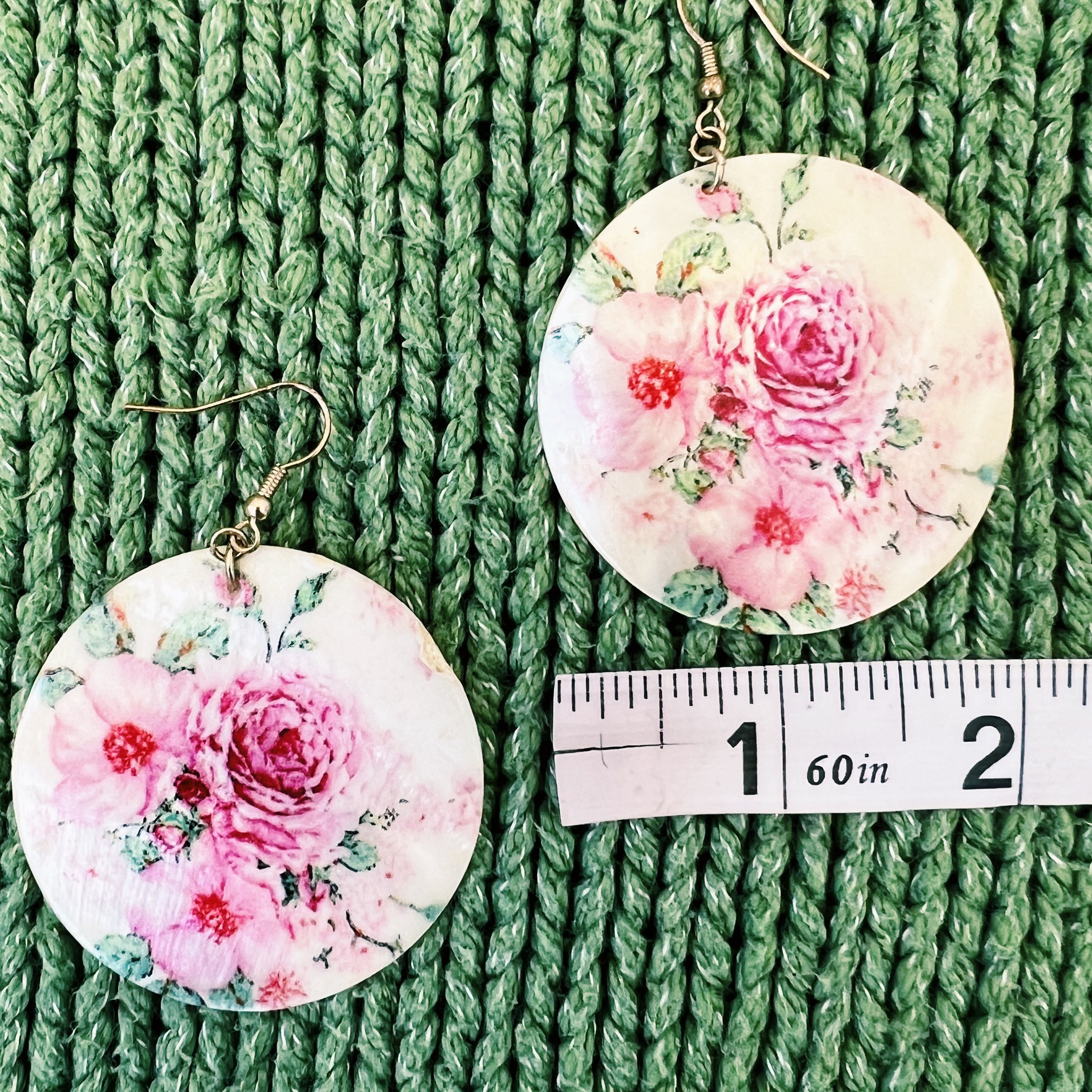 Vintage Floral Abalone Shell Earrings