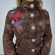 Embroidered Butterfly Graphic Corduroy Tapestry Coat (M)