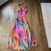 Custom Silk Halter Maxi Dress (M)