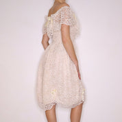 70s Angelic Cream Lace Dress (S)