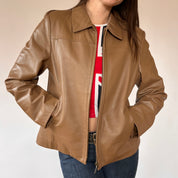 90s Coffee Leather Jacket (M)