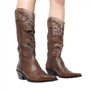 90s Brown Leather Cowboy Boots (7)