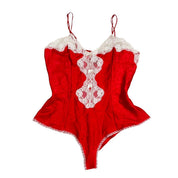 Vintage Lace Trim Satin Bodysuit (L)