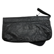 Vintage 2010s 2000s Religion Embossed Skull Leather Clutch Bag
