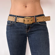 Y2K Gold Studded Leather Belt (M/L)