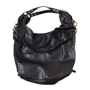 Y2K Large Black Leather Tote Bag 