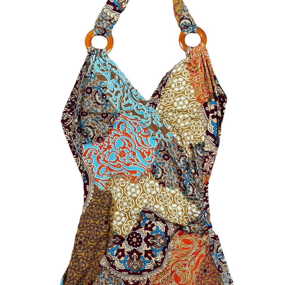 Y2K Paisley Halter Dress (S-M)