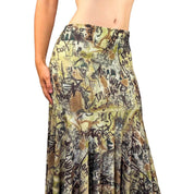 Vintage Graffiti Print Maxi Skirt (S)