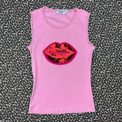 Moschino Jeans Sequin Lips Tank (XS/S)