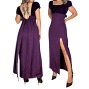 90s Violet Velvet Built-In Sash Gown (S)