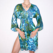Y2K Tie Dye Blue Green Swim Cover Up (S/M)