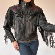 Vintage Leather Fringe Jacket (XS)