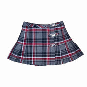 90s Rave Plaid Buckle Mini Skirt (XS)