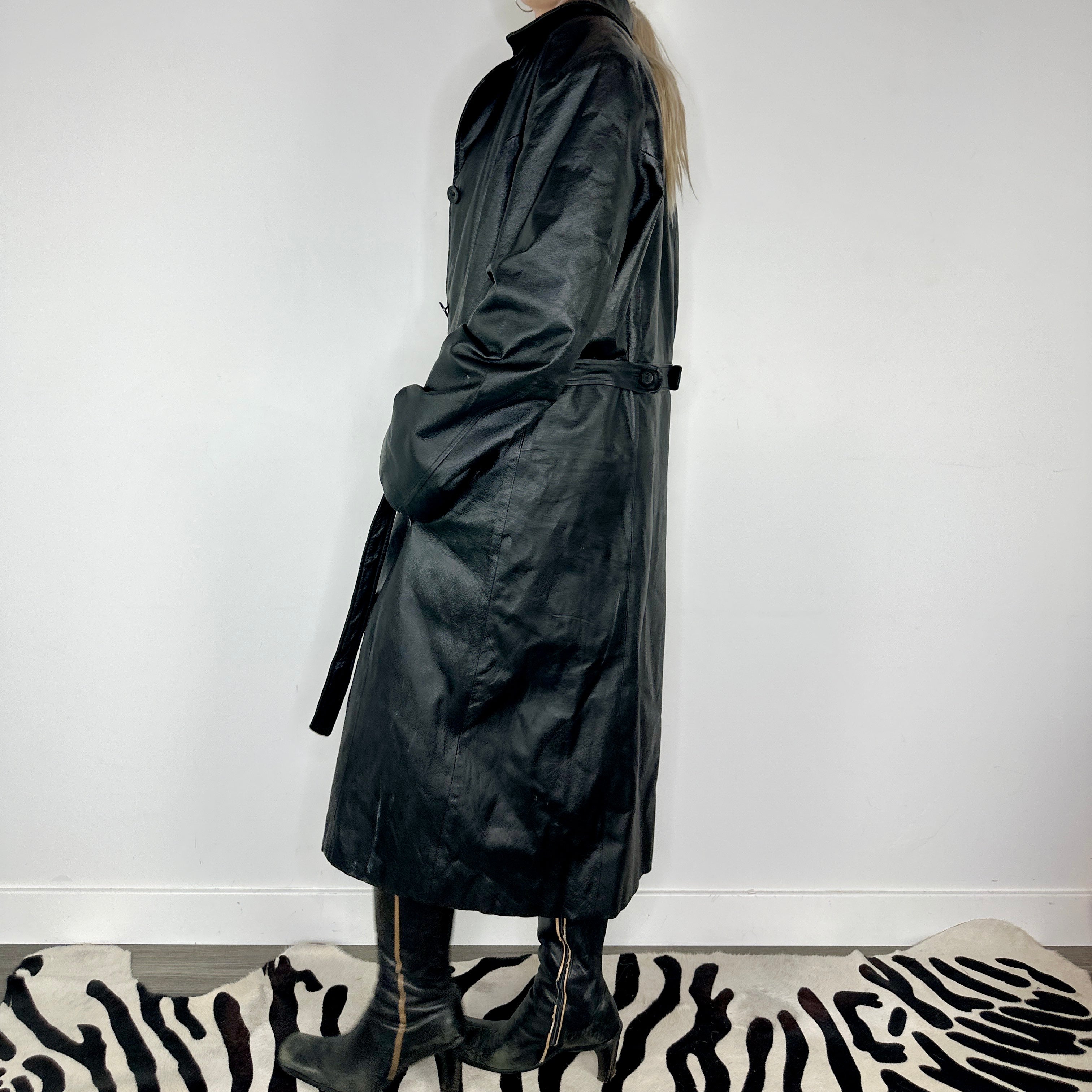 Vintage Leather Trench Coat (L)