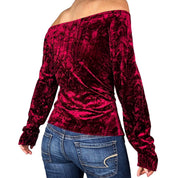 Burgundy Velvet Off The Shoulder Top (XL)