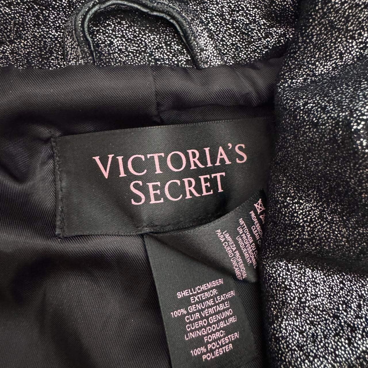 Metallic Genuine Leather Moto Jacket (S)