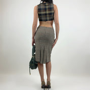 BCBG Low Rise Plaid Midi Skirt (S)