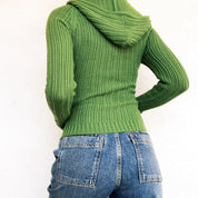 Kelly Green Knit Hooded Cardigan (XS/S)