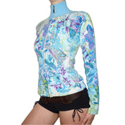 Y2K CUSTO BARCELONA Beaded Graphic Zip Up (M) 
