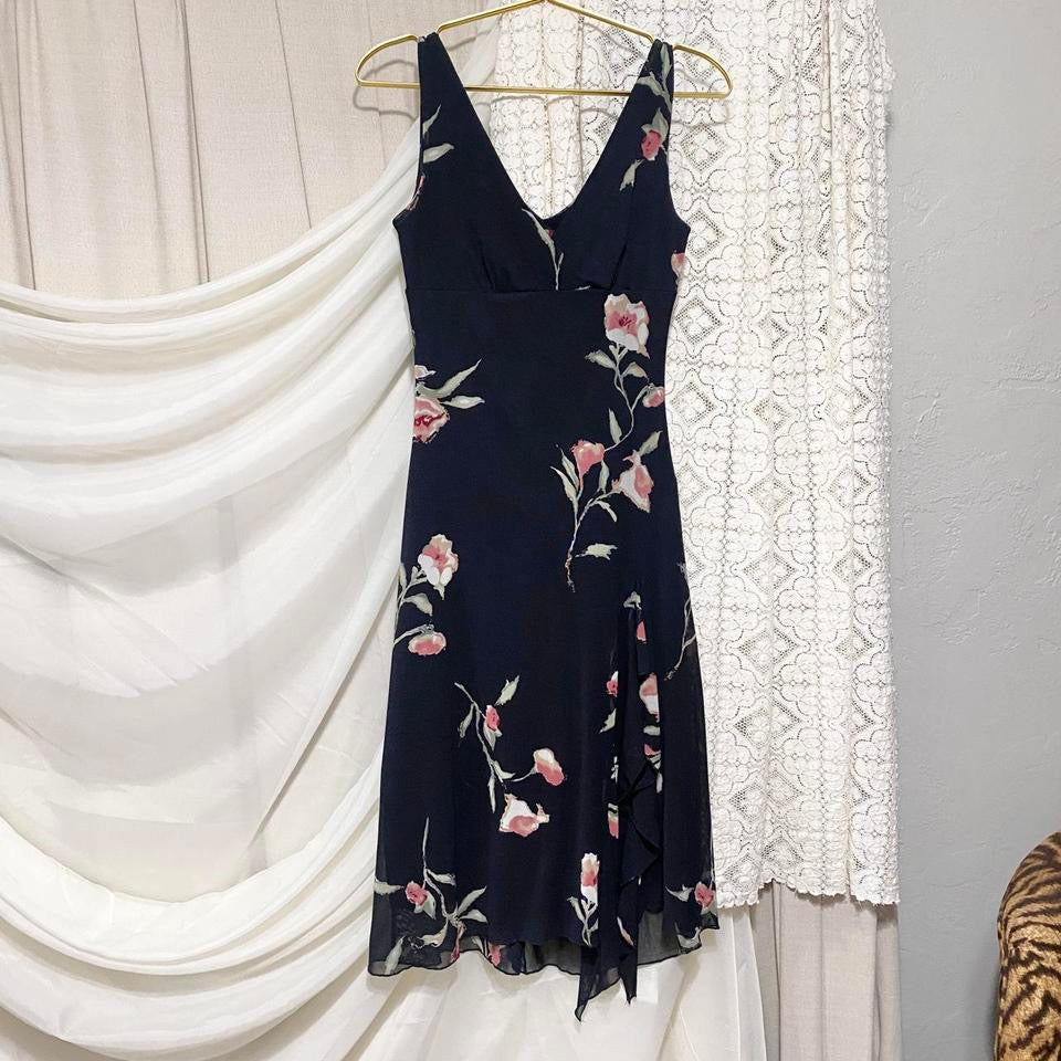 90s Floral Mesh Midi Dress (S)