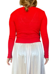 1970s Red Knit Sweater Top (S)