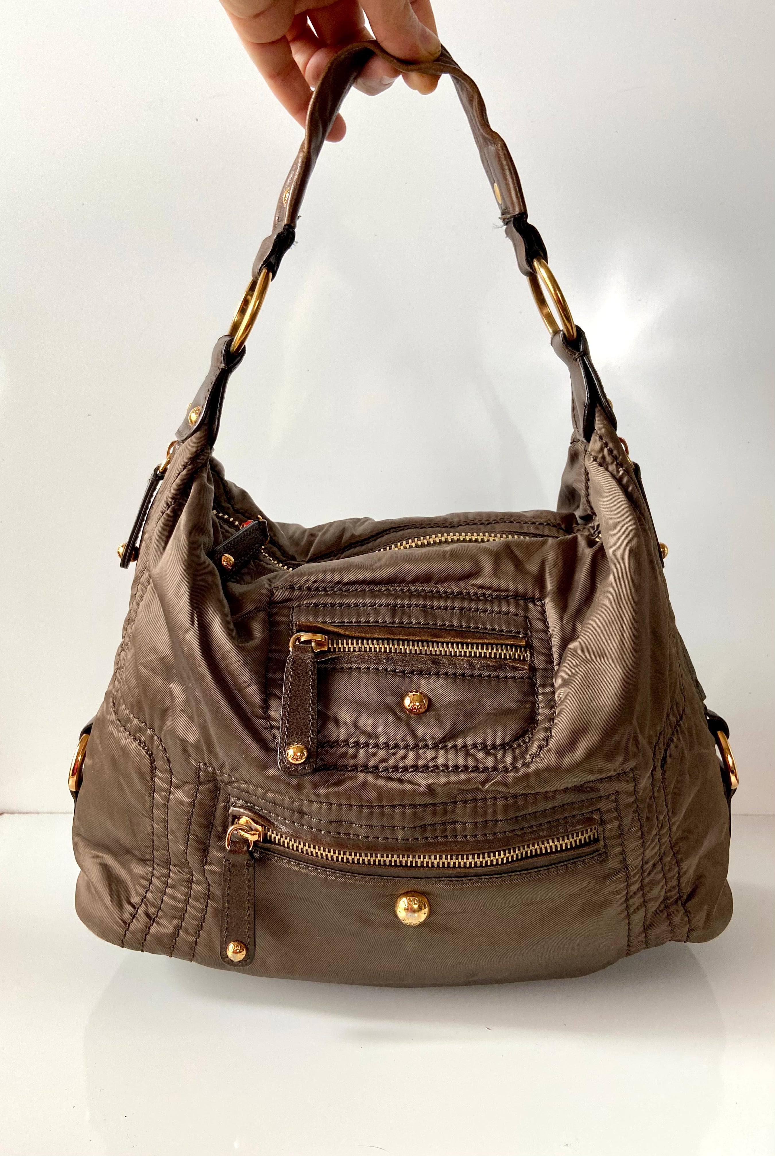 TOD'S bronze shimmering nylon bag