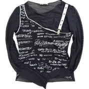 Y2K euro micro mesh layered top (S)