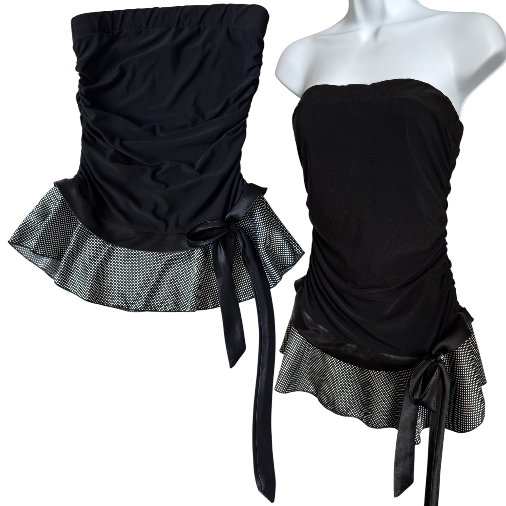 Y2K ruffle polka dot tube top (S/M)